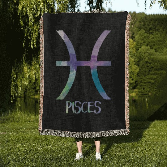 Pisces Zodiac Symbol Astrology Fish Water Sign Woven Blankets