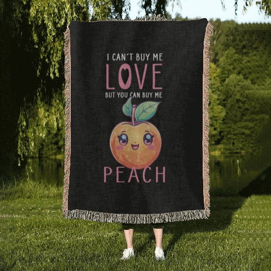 Peach Kawaii Woven Blankets
