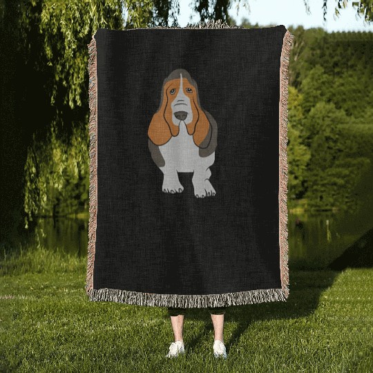 Basset Hound In Pocket Basset Dog Woven Blankets