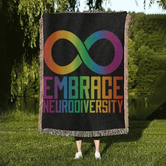 Autism Infinity Symbol Embrace Neurodiversity Woven Blankets