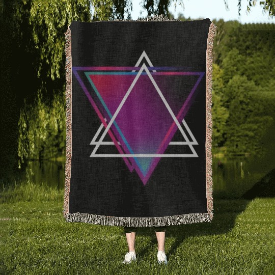 "Triangle Bliss: Geometric Marvel Woven Blankets"