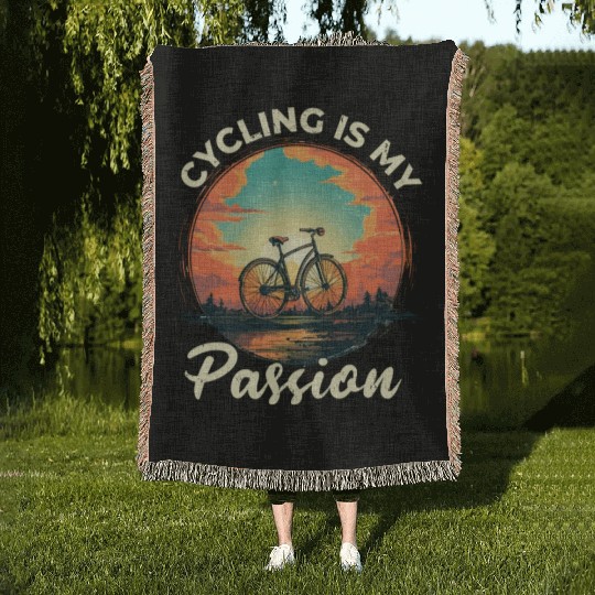 Cycling Is My Passion Bicycle, Bike, Cycling Woven Blankets