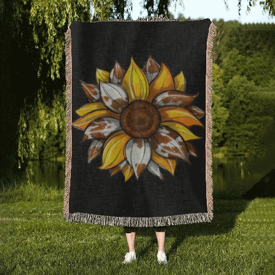 Flower Sunshine Leopard Woven Blankets