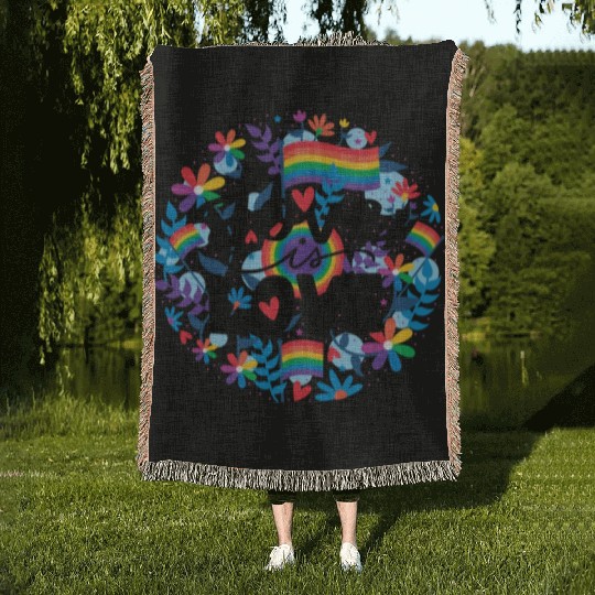 Pride LGBT Love wins, we are queer and proud Woven Blankets