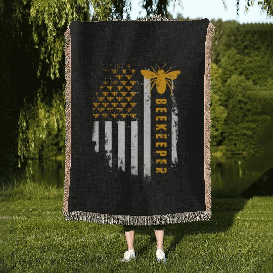 Honey Bee Beekeeping Hive Beekeeper Woven Blankets