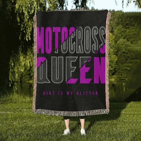 Motocross queen Woven Blankets