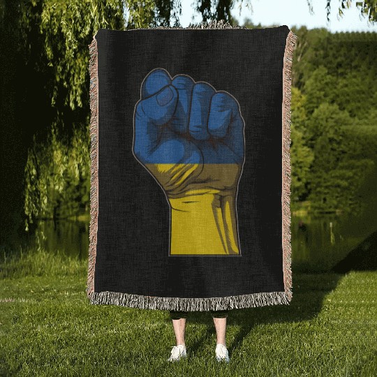 Ukraine Fist Flag Ukraine Flag Woven Blankets