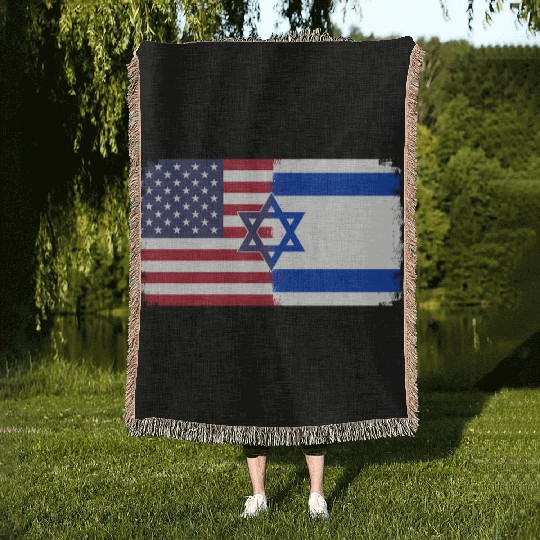 Israel Usa Flag Woven Blankets