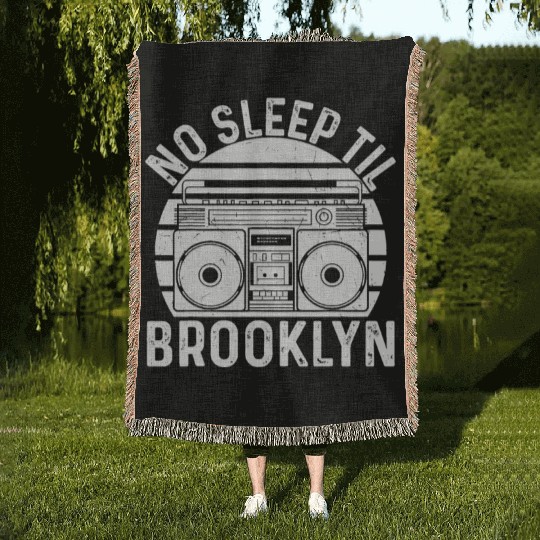 Cool Retro No Sleep Til Brooklyn, Old School Porta Woven Blankets