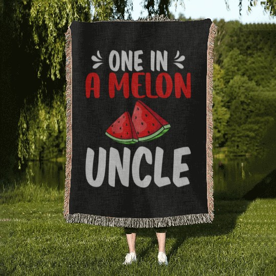 One In A Melon Uncle Watermelon Family Woven Blankets