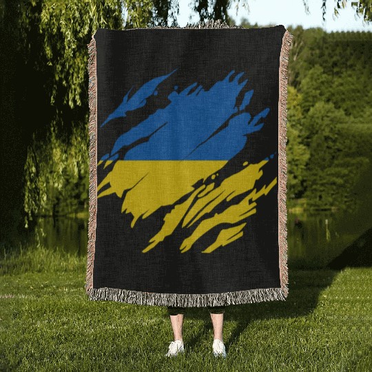 Ukrainian Flag Ukraine Woven Blankets