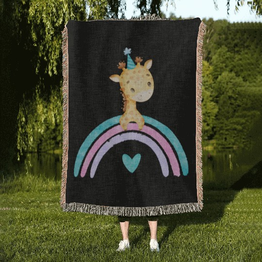 Cute Colorful Giraffe Woven Blankets