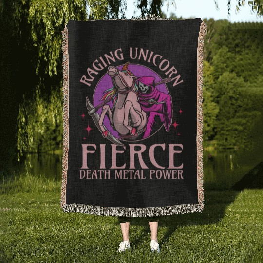 Goth Rock Satan Unicorn Festivals Death Metal Woven Blankets