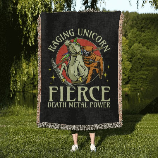 Goth Rock Satan Unicorn Festivals Death Metal Woven Blankets