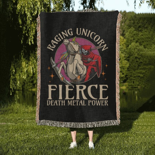 Goth Rock Satan Unicorn Festivals Death Metal Woven Blankets
