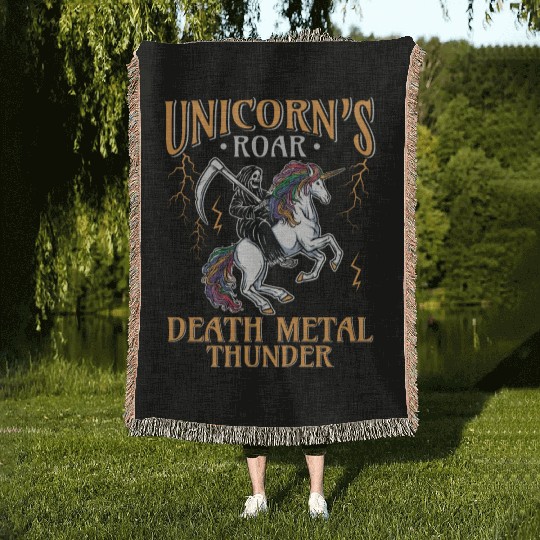 Goth Rock Satan Unicorn Festivals Death Metal Woven Blankets