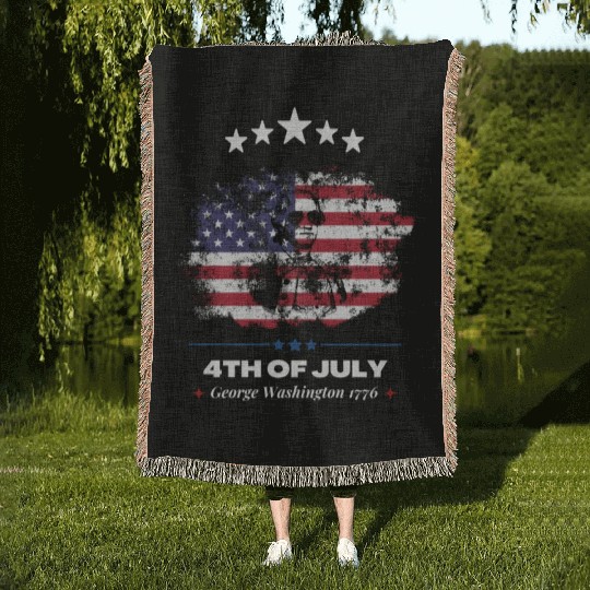 4th Of July Suck It England George Washington 1776 Woven Blankets