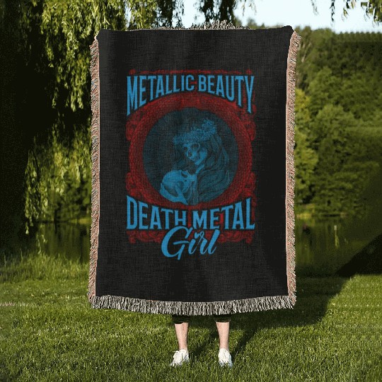 Goth Rock Satan Girl Woman Festivals Death Metal Woven Blankets