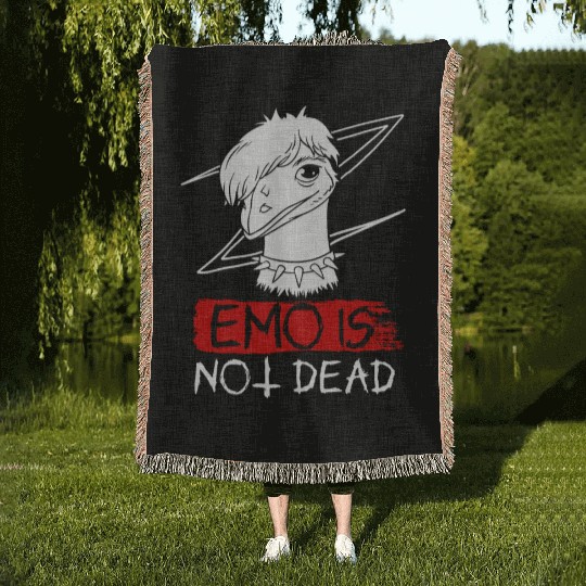 Emo Boy Emo Girl Emu Bird Emocore Punk Aesthetic Woven Blankets