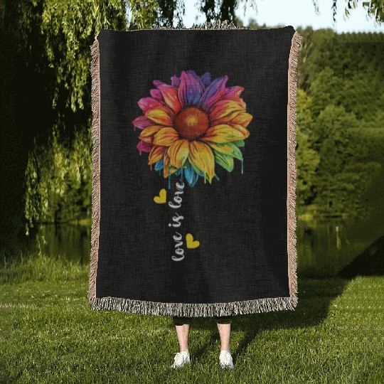 Rainbow Sunflower LGBTQ Community Transgender Pun Woven Blankets