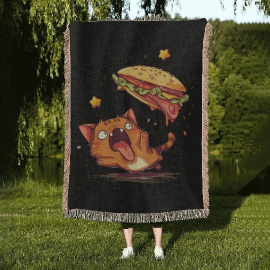 Cat and Taco A Perfectly Delicious Pair Woven Blankets