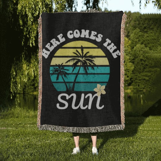 Here comes the sun Summer vacation Woven Blankets