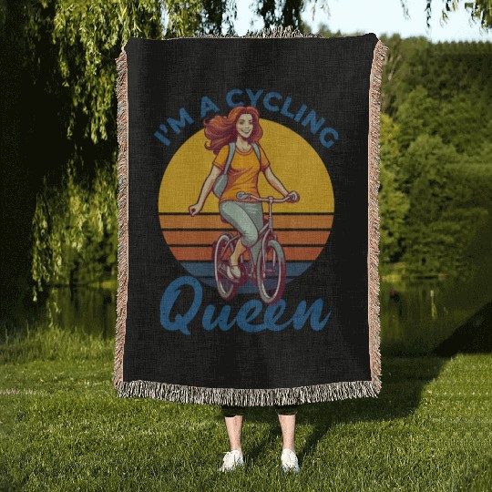 Im a cycling queen - Bicycle, Bike, Cycling, Biker Woven Blankets