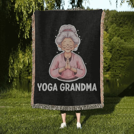 Yoga Grandma Woven Blankets