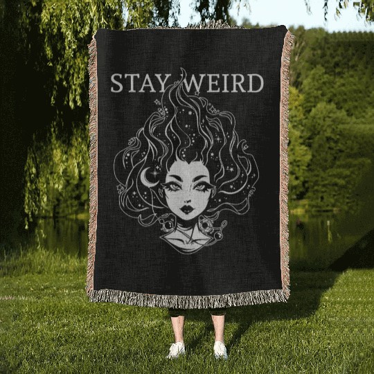 Stay Weird - Moonchild Girl Woven Blankets