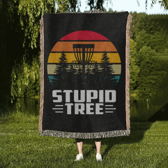 Funny Disc Golf Stupid Tree Art Frisbee Woven Blankets