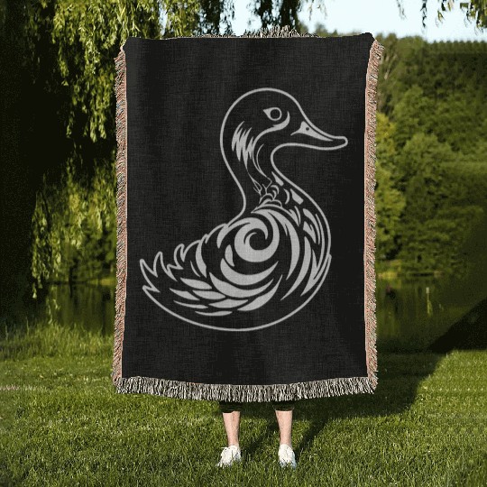 Duck Bird Nature Pond Woven Blankets