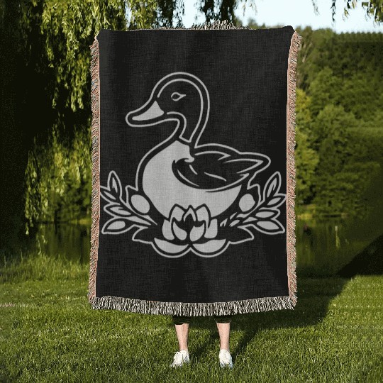 Duck Bird Nature Pond Woven Blankets