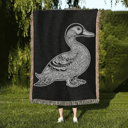 Duck Bird Nature Pond Woven Blankets