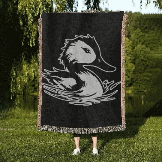 Duck Bird Nature Pond Woven Blankets