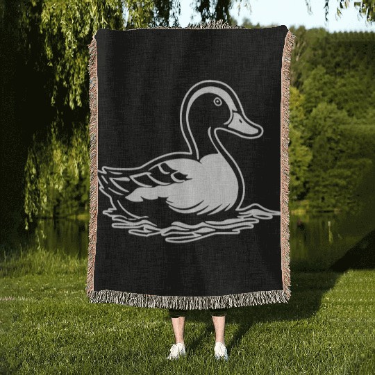 Duck Bird Nature Pond Woven Blankets
