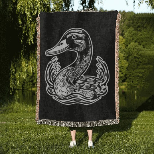 Duck Bird Nature Pond Woven Blankets