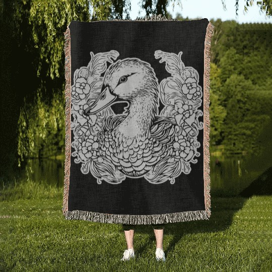 Duck Bird Nature Pond Woven Blankets