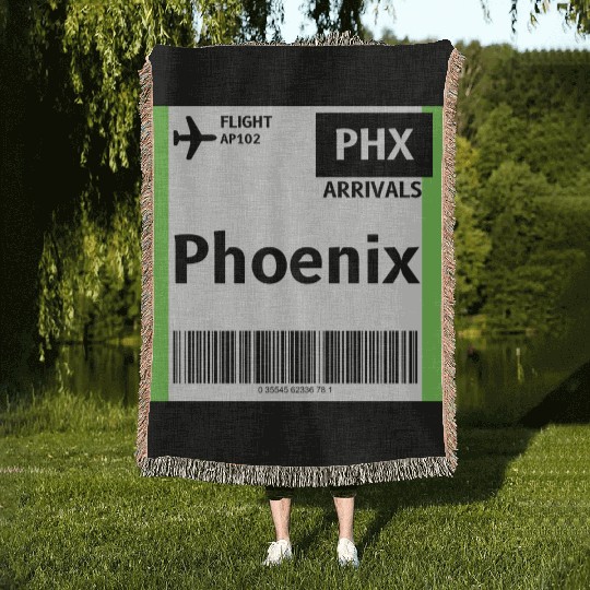 airplane ticket phoenix Woven Blankets