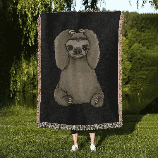 sloth omg what did i do Woven Blankets
