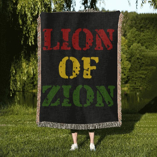 Lion Of Zion Reggae Colors Woven Blankets