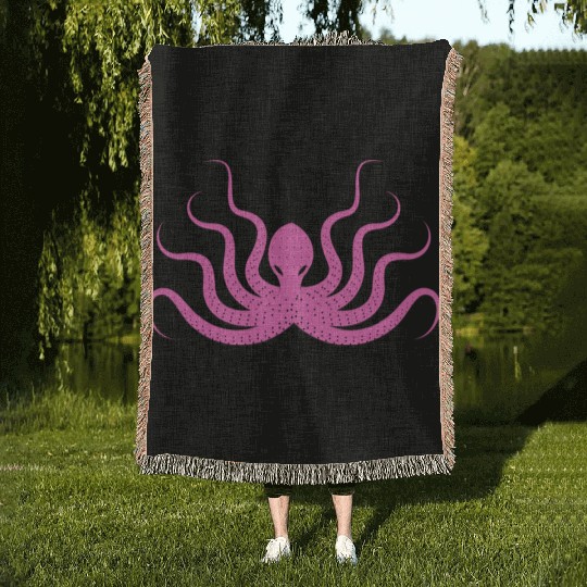 Menace Octopus Neon Pink Woven Blankets