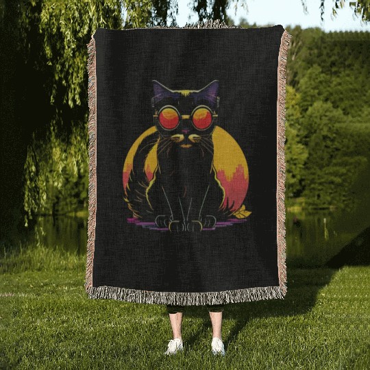 FELINE Fine | Cat Lover Summer Animal Beach Party Woven Blankets