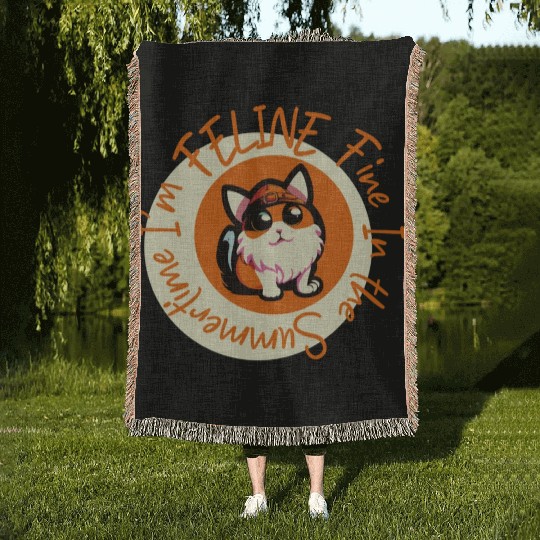 I'm FELINE Fine | Cat Lover Summer Animal Party Woven Blankets