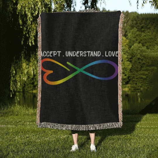 Accept Understand Love Neurodiversity Infinity Aut Woven Blankets