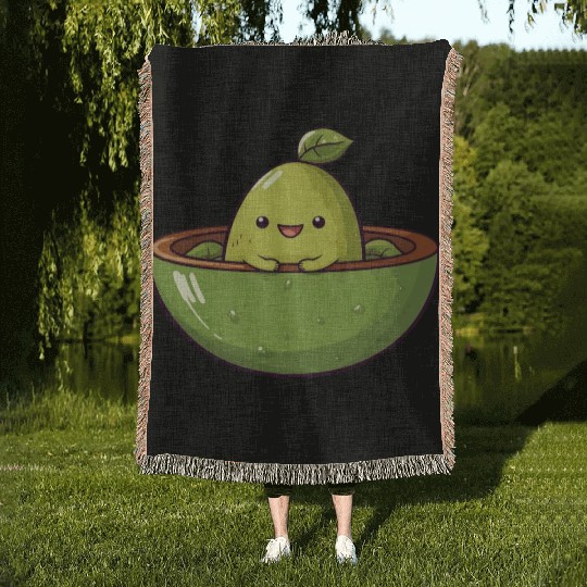 Avocado meets Lime, Fresh Fruit Design Woven Blankets