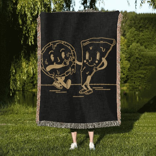 Slice And Pie Pizza Friends Woven Blankets
