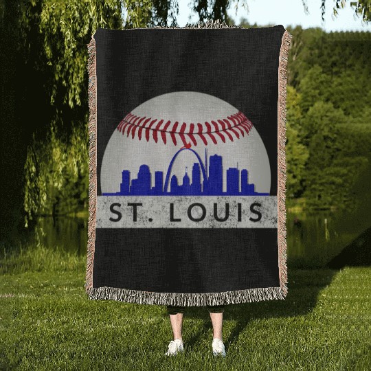 Saint Louis Red Cardinal Dress Hometown Skyline Gi Woven Blankets