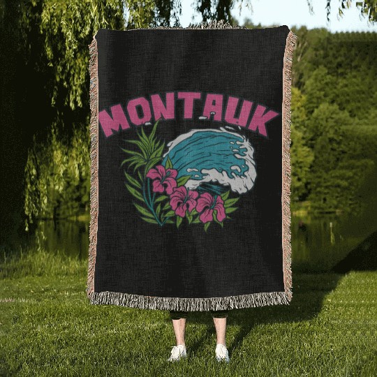 Montauk New York Summer Nyc Tropical Montaukett Woven Blankets