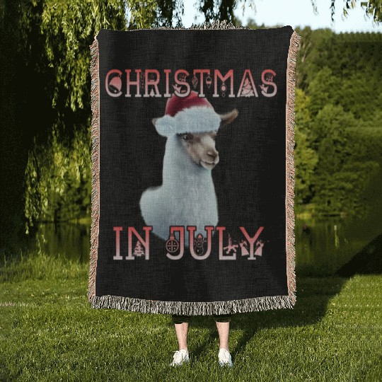 Festive alpaca - Christmas in July Woven Blankets