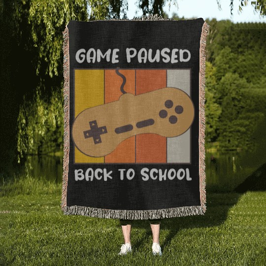 Game Paused Back To School Gamer Back To School Woven Blankets